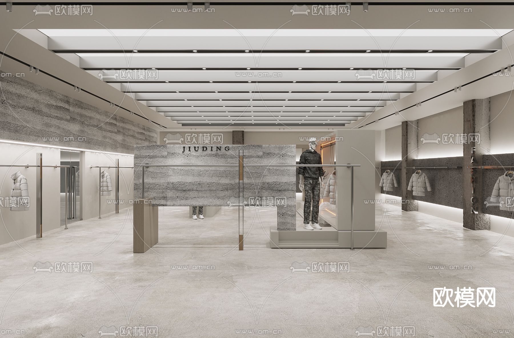 工业风 潮牌服装店3d模型下载（渲染图1）