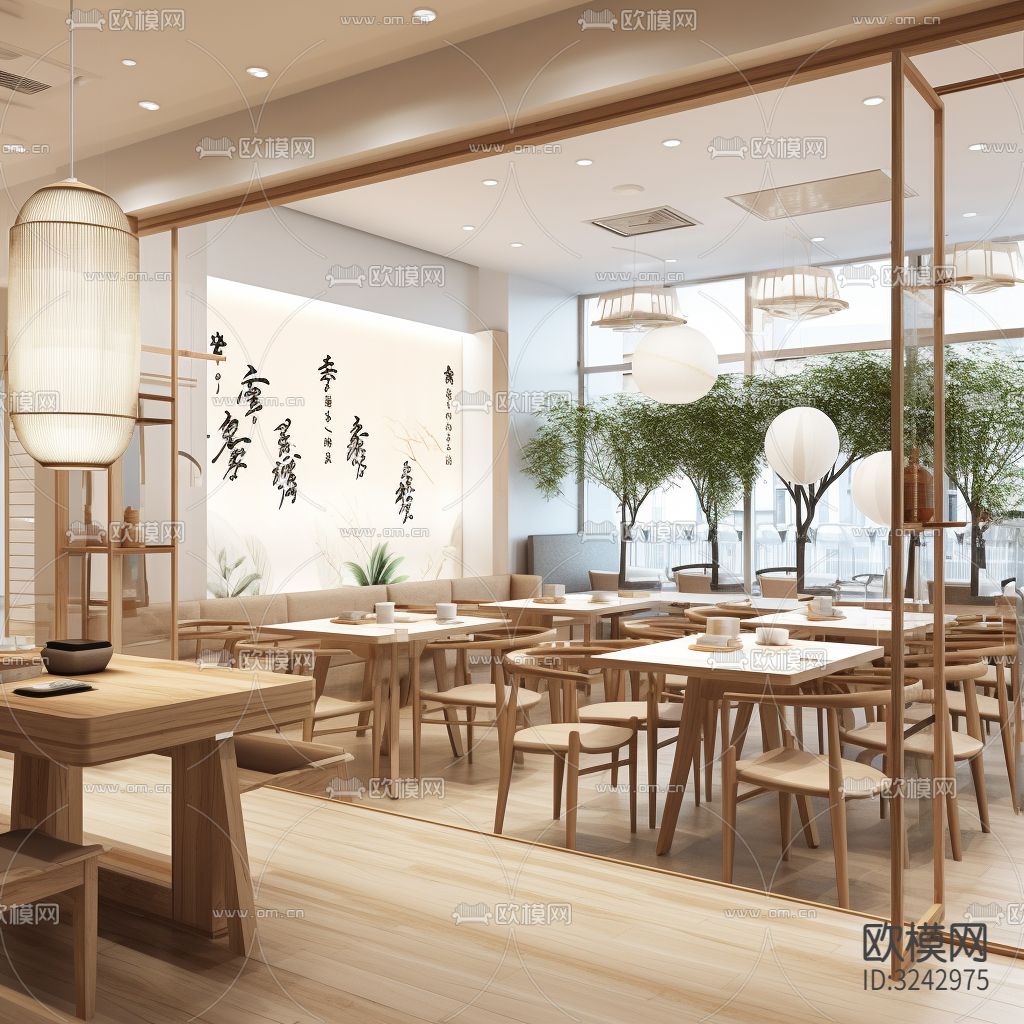 现代中餐厅装修效果图下载（渲染图2）