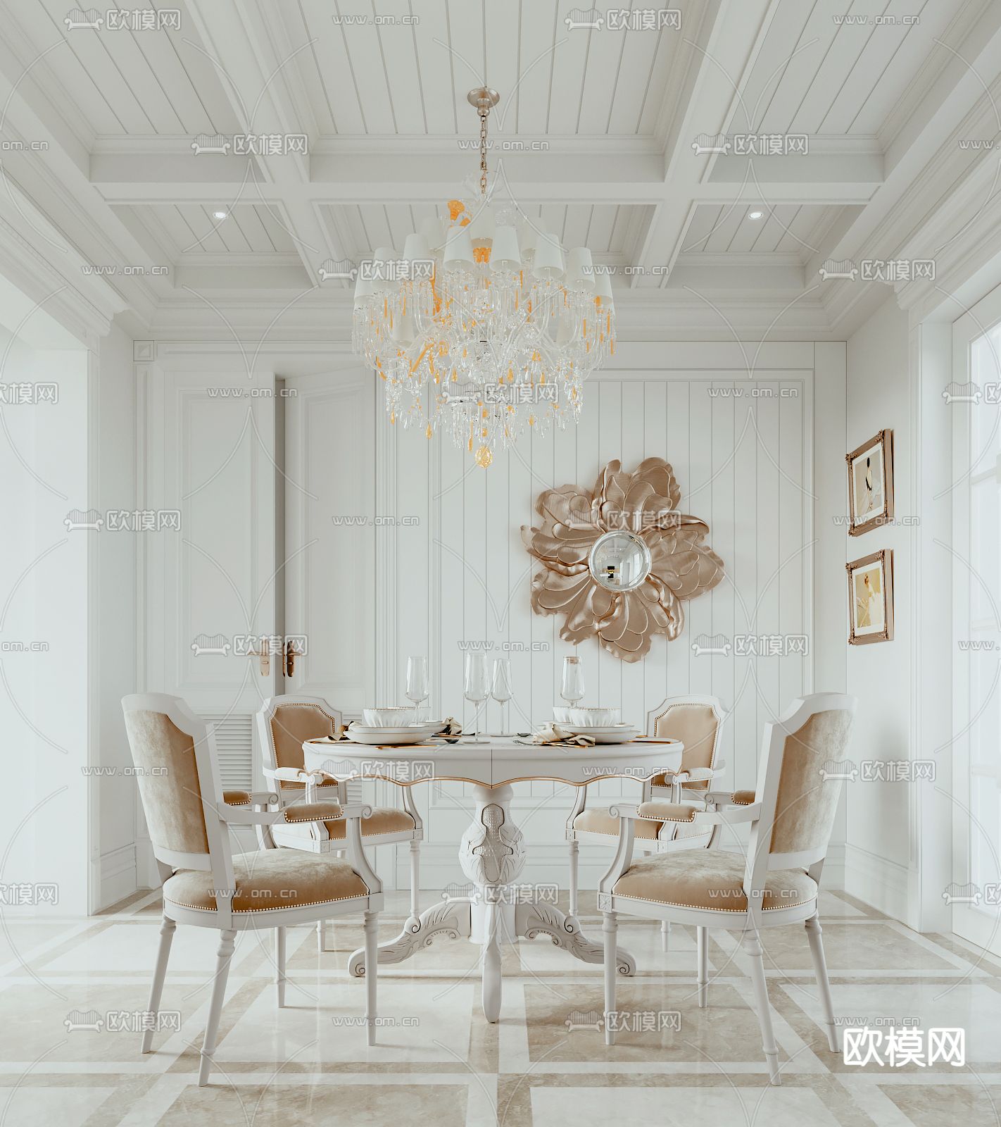 美式餐厅3d模型下载（渲染图2）