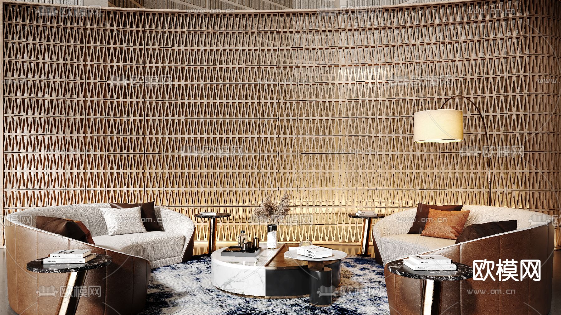 现代酒店大堂3d模型下载