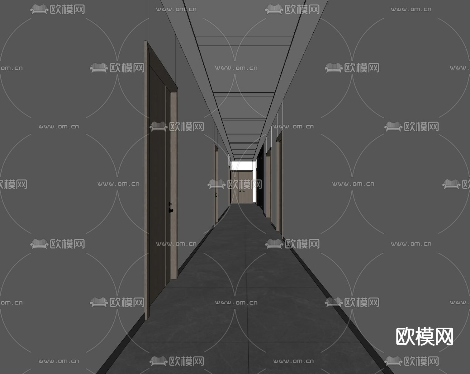 办公走廊su模型下载（渲染图1）