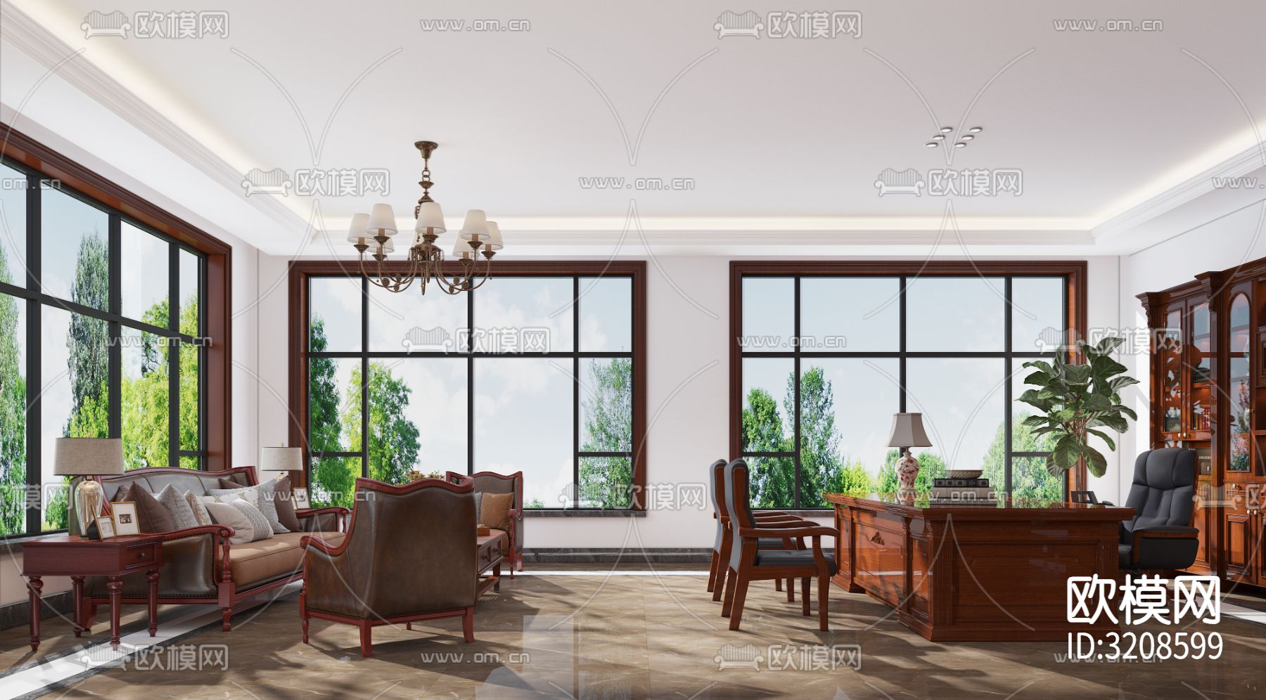 董事长办公室装修效果图下载（渲染图1）