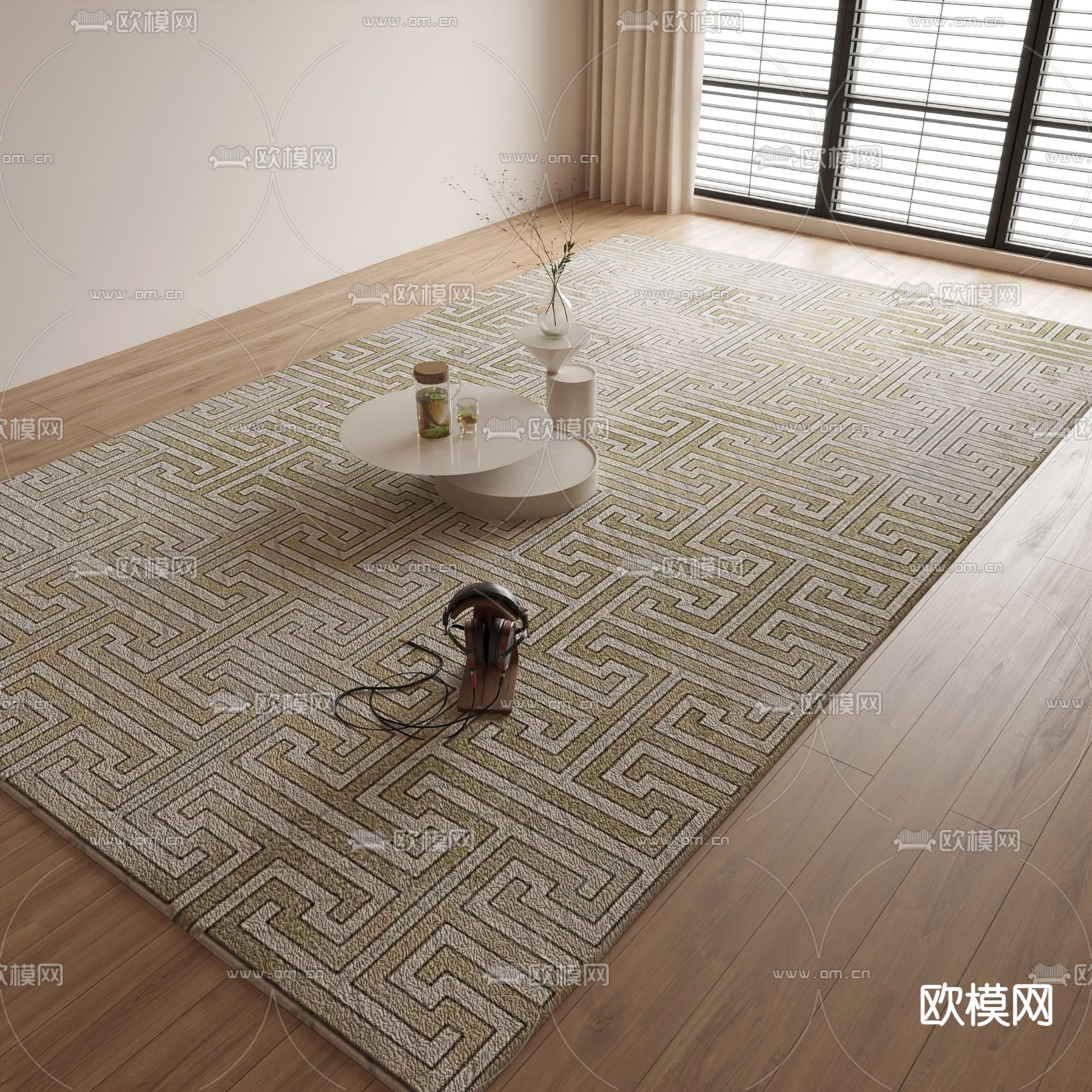 新中式地毯3d模型下载