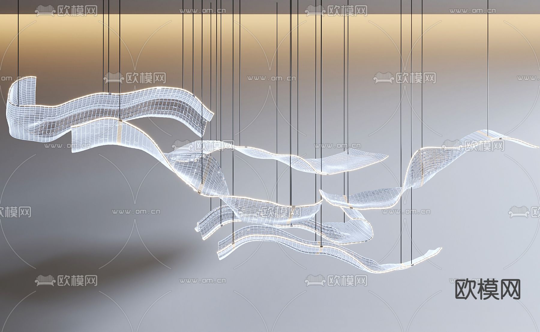 现代艺术吊灯 水晶吊灯3d模型下载