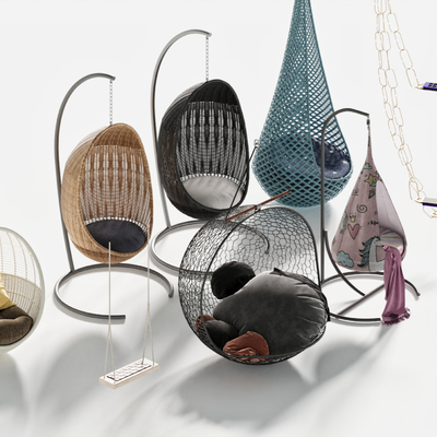  现代秋千椅 户外椅 吊椅su模型 