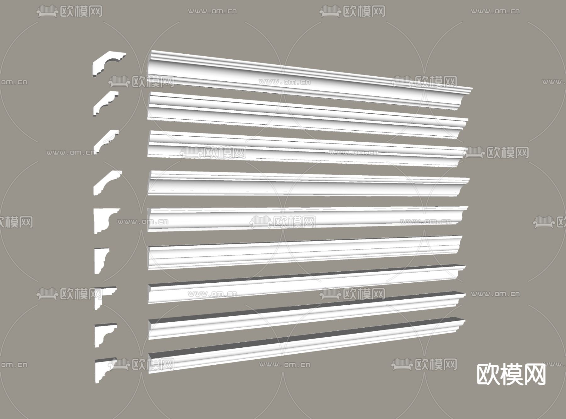 石膏线 线条 阴角线 阳角线su模型下载（渲染图1）