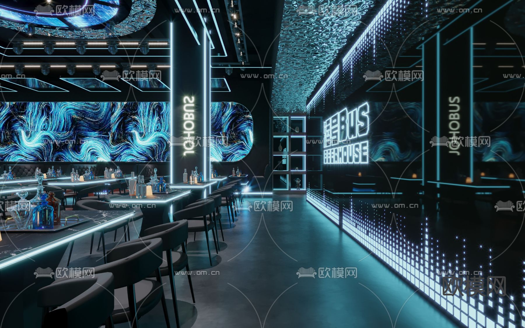 工业风酒吧  夜店3d模型下载（渲染图2）