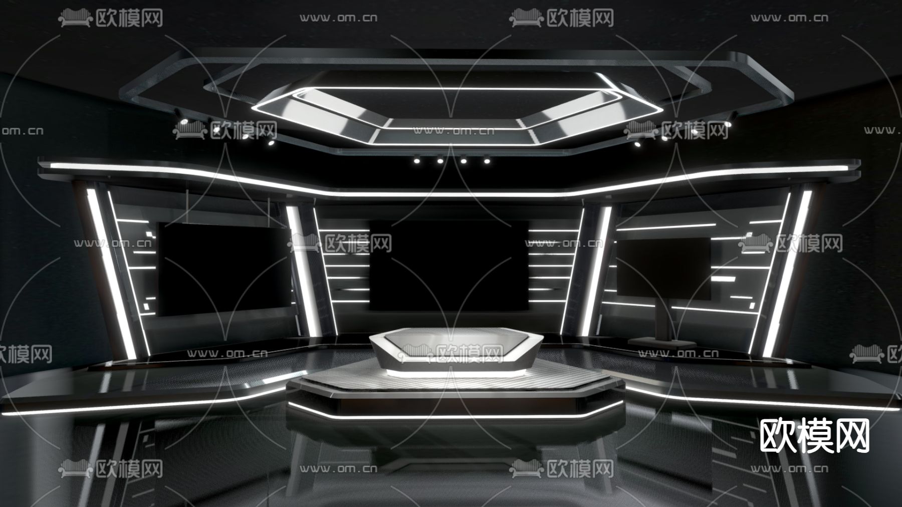 现代科技展厅 大气展厅 科技展台su模型下载（渲染图2）