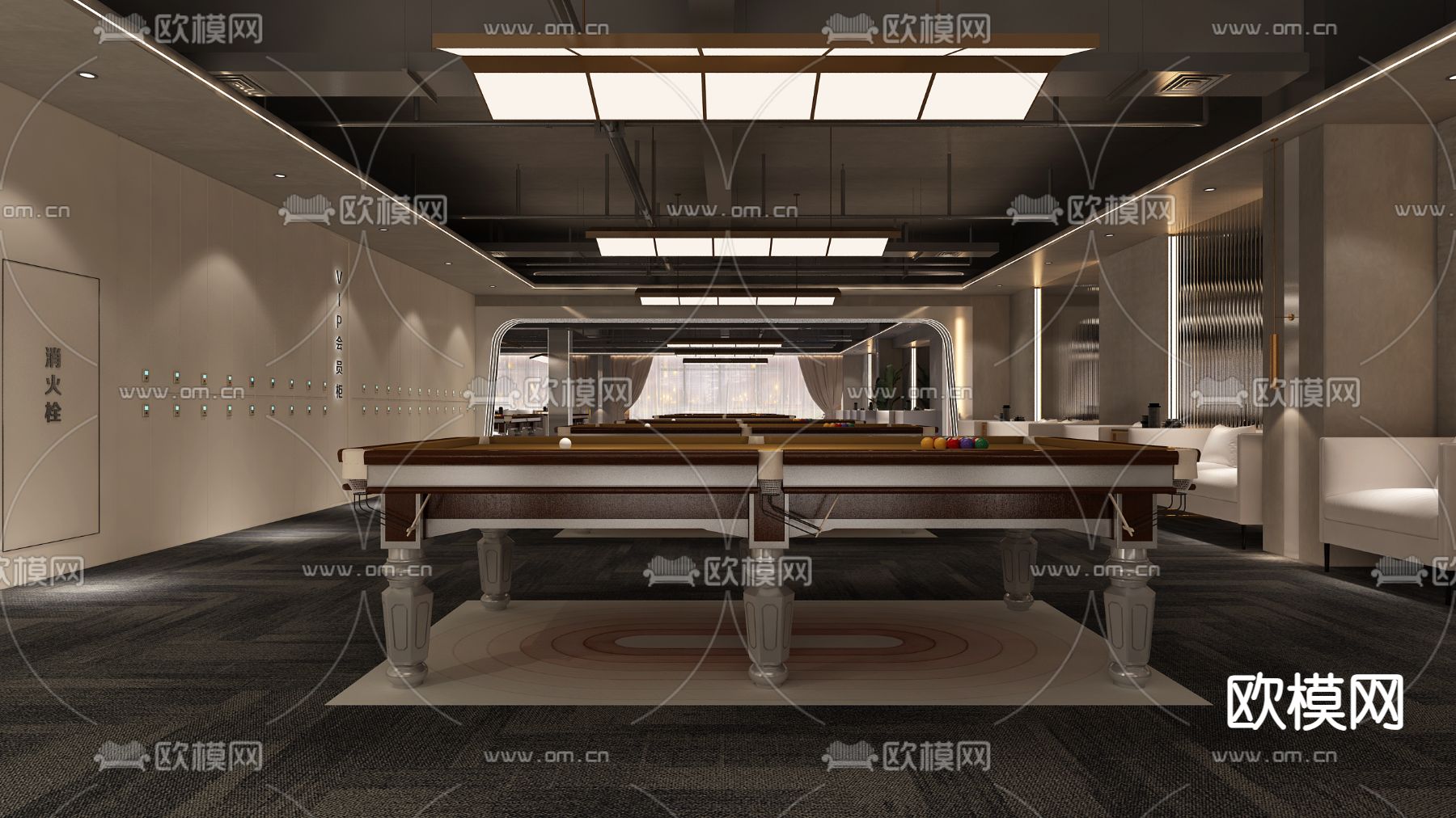 台球厅3d模型下载（渲染图2）
