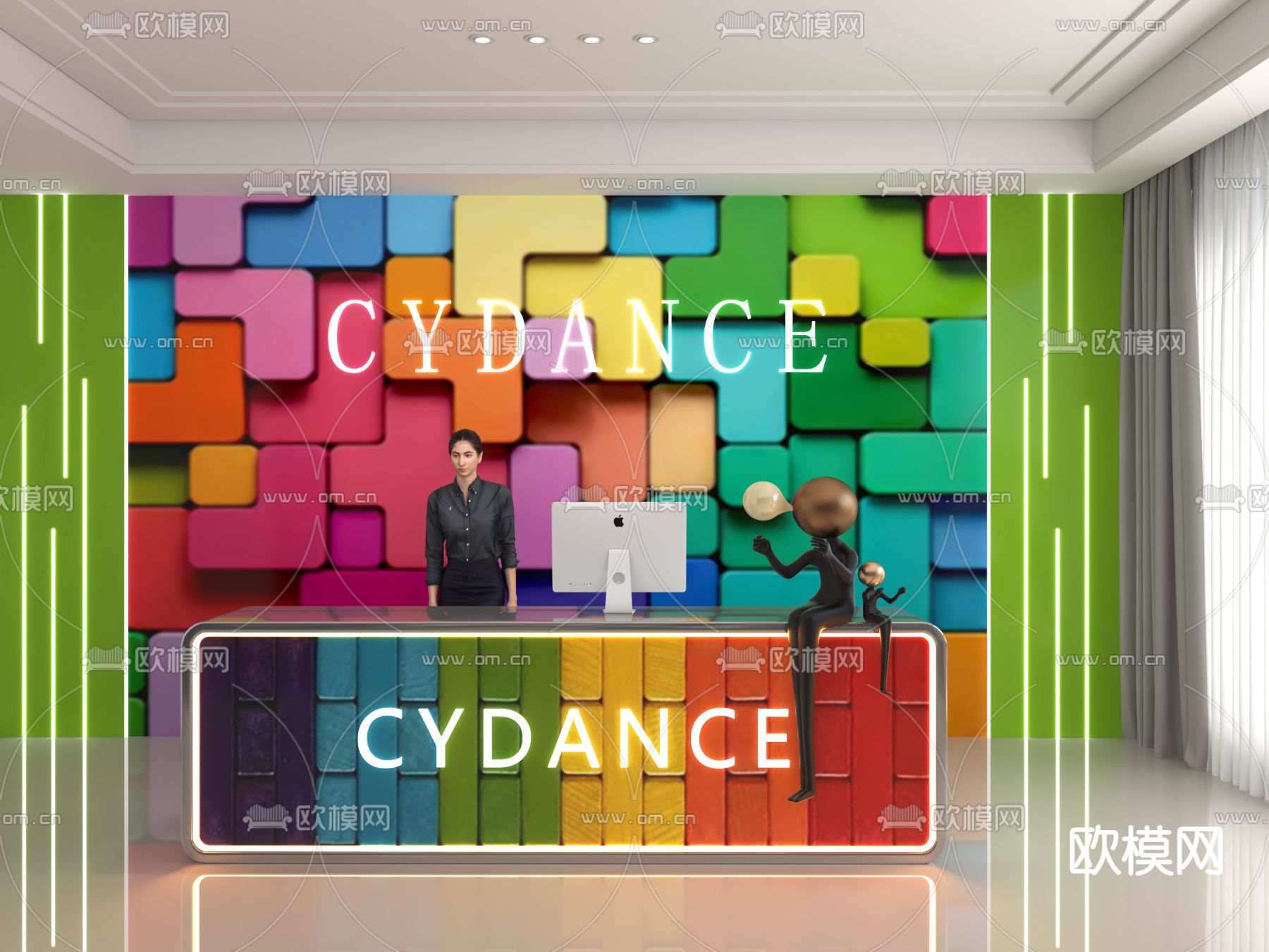 孟菲斯前台 接待台 服务台3d模型下载