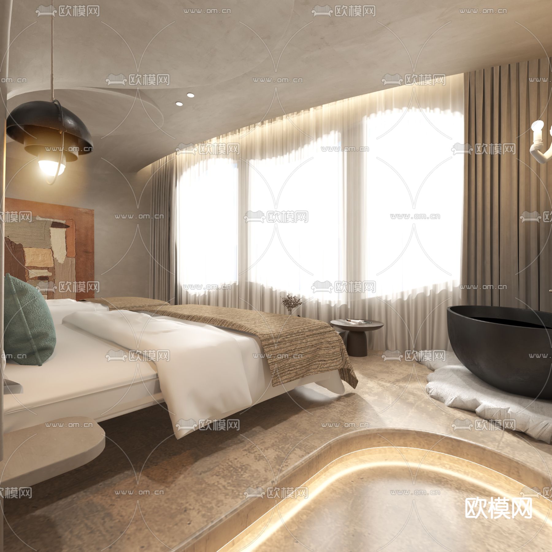 酒店民宿 客房3d模型下载（渲染图2）