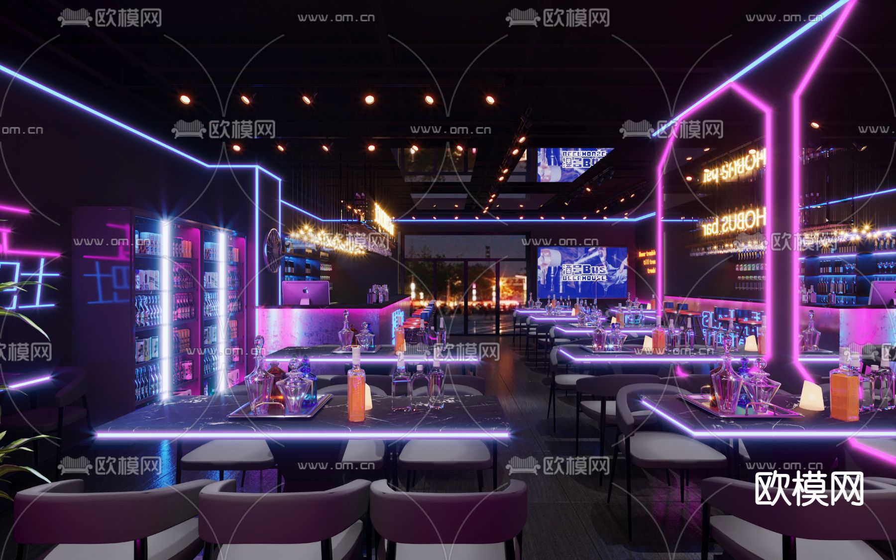 工业风酒吧 清吧3d模型下载（渲染图1）