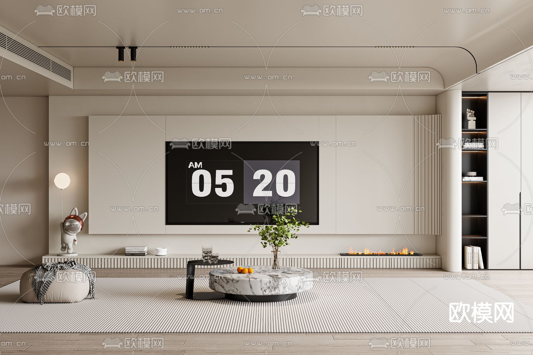 现代电视背景墙3d模型下载