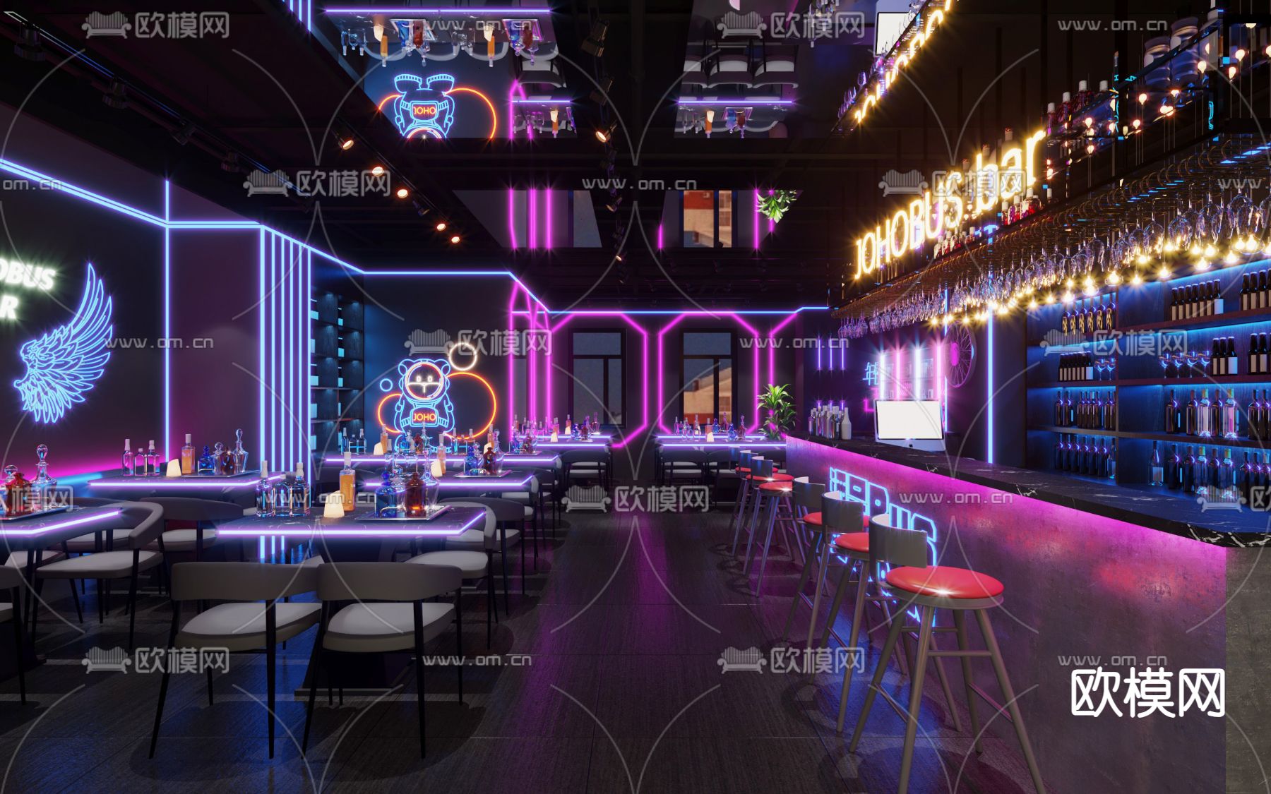 工业风酒吧 清吧3d模型下载（渲染图2）