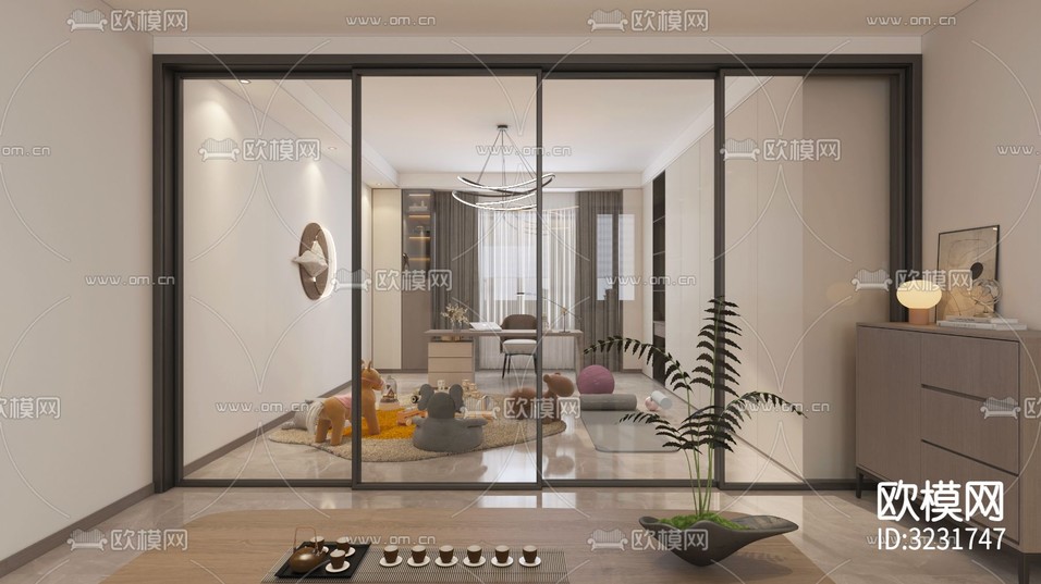 意式轻奢装修效果图-免费3dmax模型库-欧模网