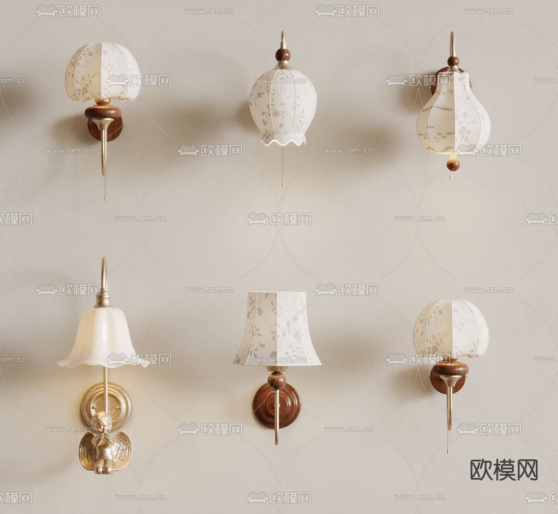 欧式壁灯su模型下载（渲染图2）