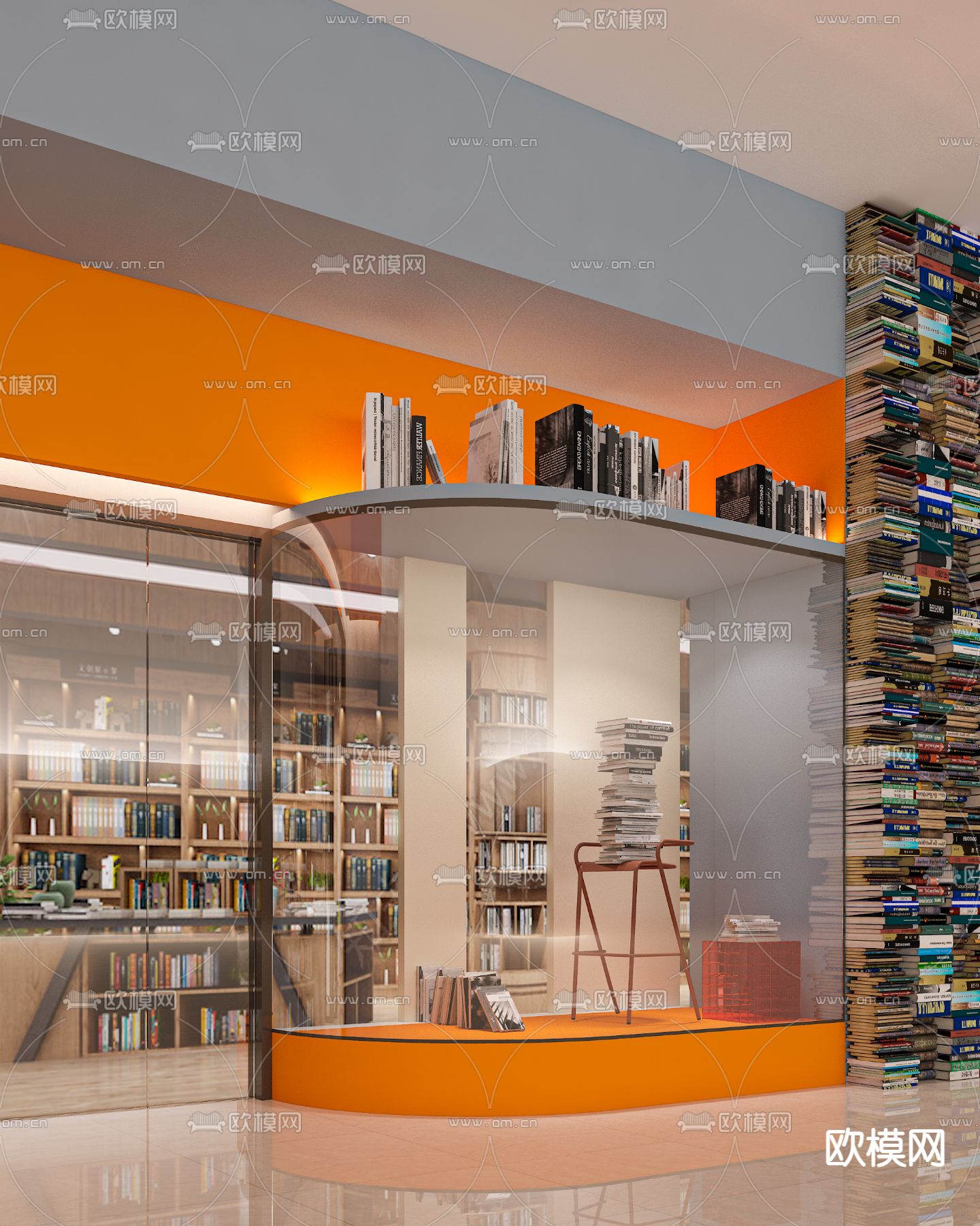 现代书店 图书馆3d模型下载（渲染图3）