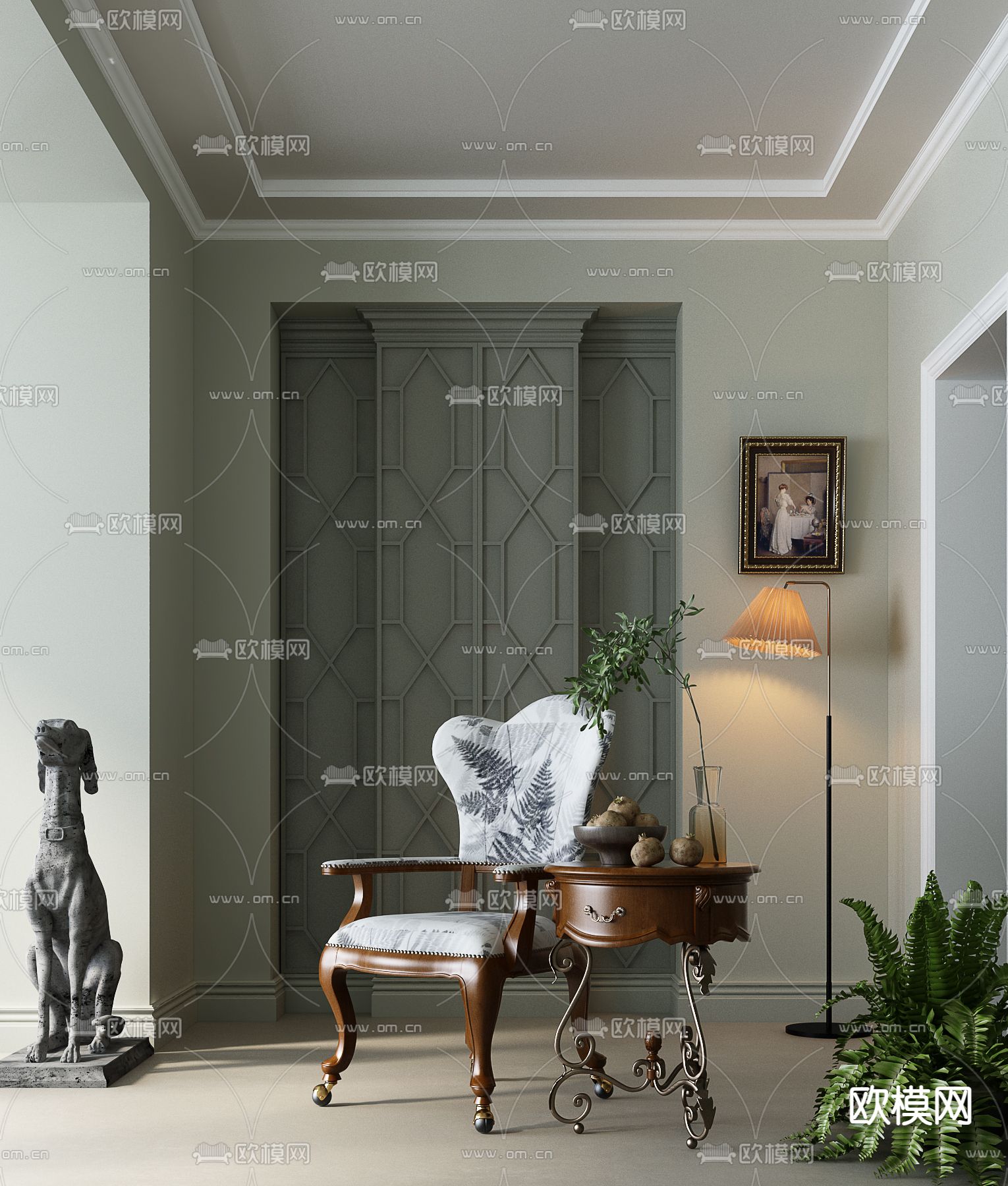 美式休闲椅3d模型下载