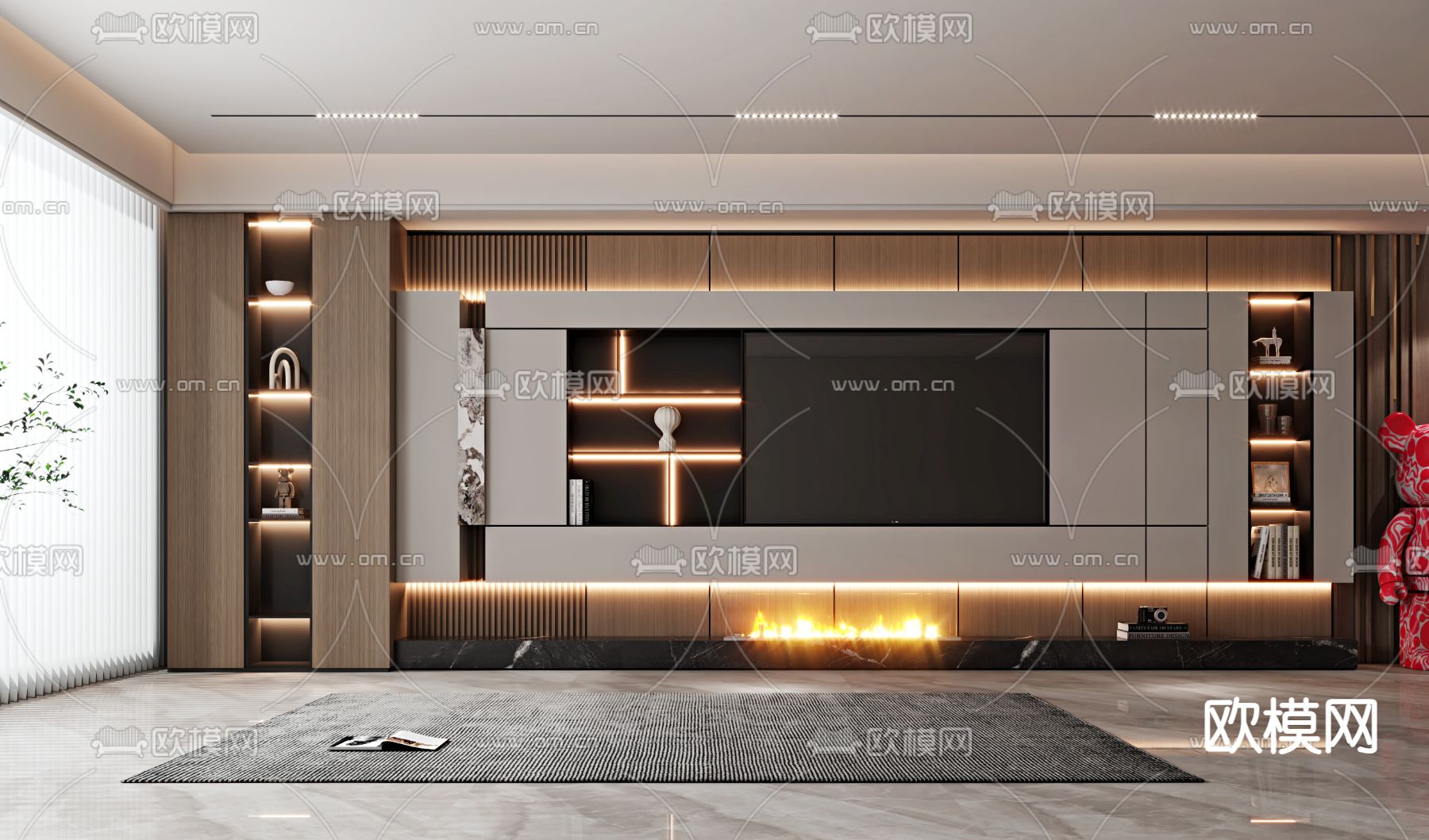 电视背景3d模型下载