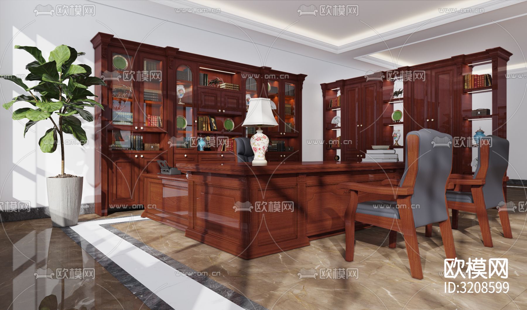 董事长办公室装修效果图下载（渲染图3）