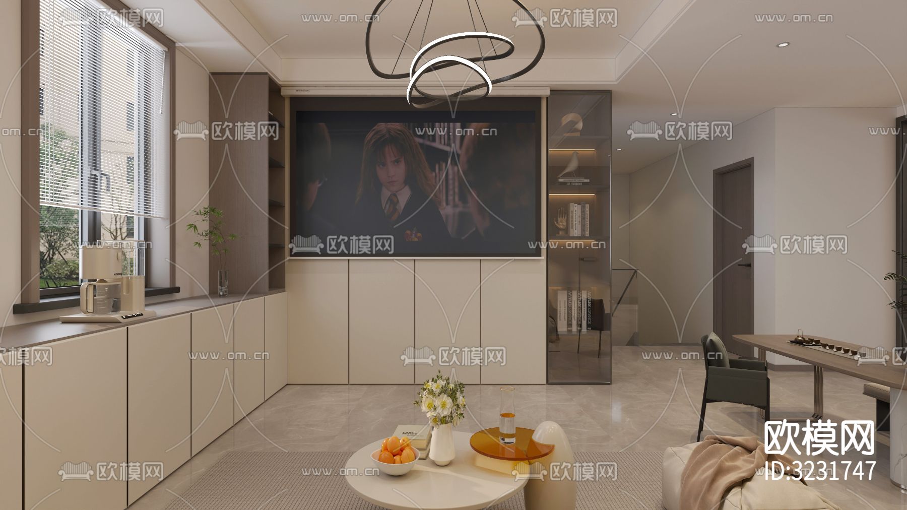 意式轻奢装修效果图-免费3dmax模型库-欧模网