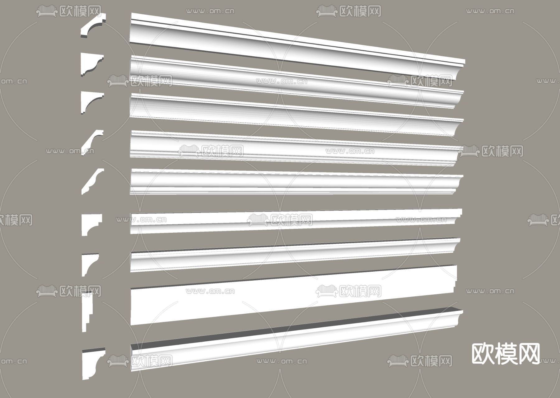 石膏线 线条 阴角线 阳角线su模型下载（渲染图1）