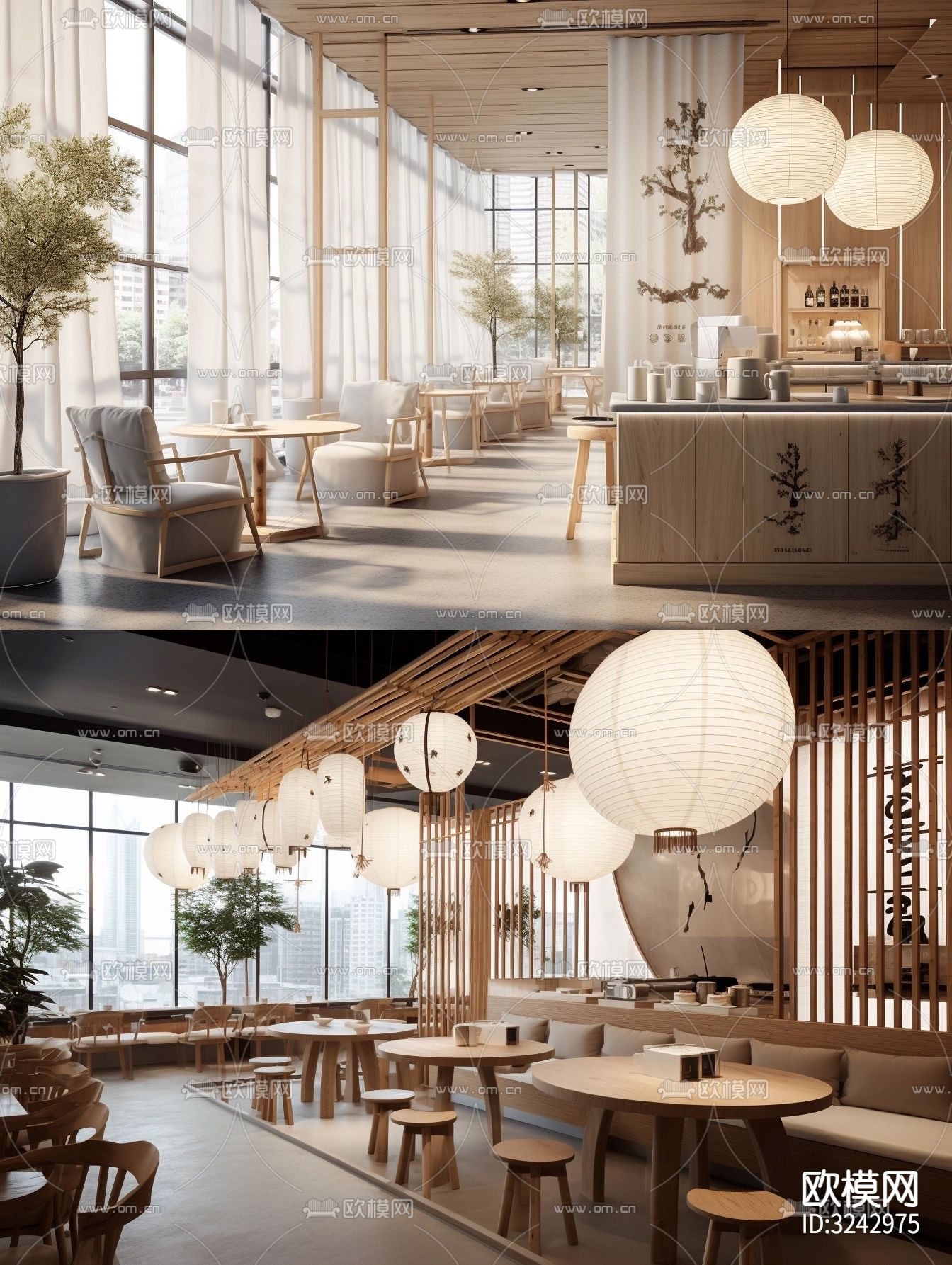 现代中餐厅装修效果图下载（渲染图4）