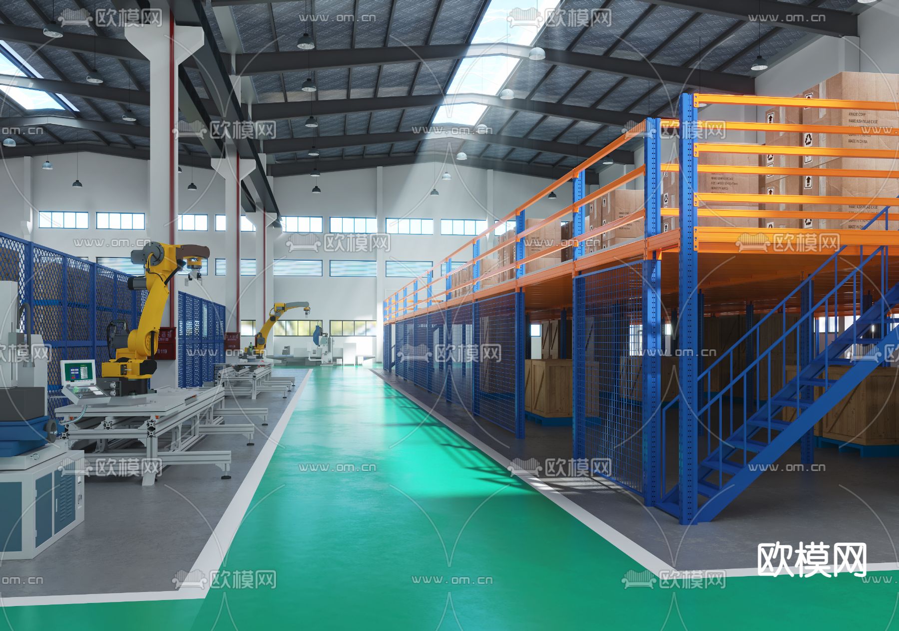 现代仓库 货仓3d模型下载（渲染图1）