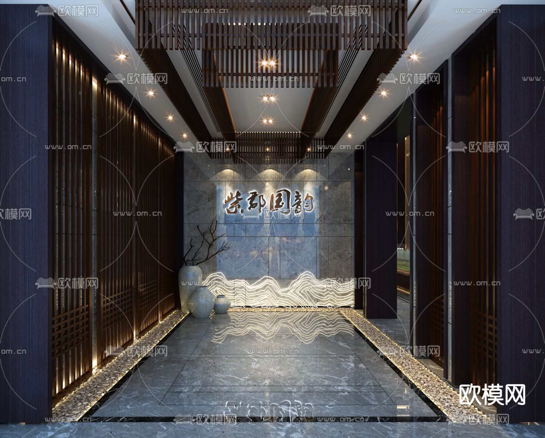 新中式售楼处 沙盘区3d模型下载（渲染图3）