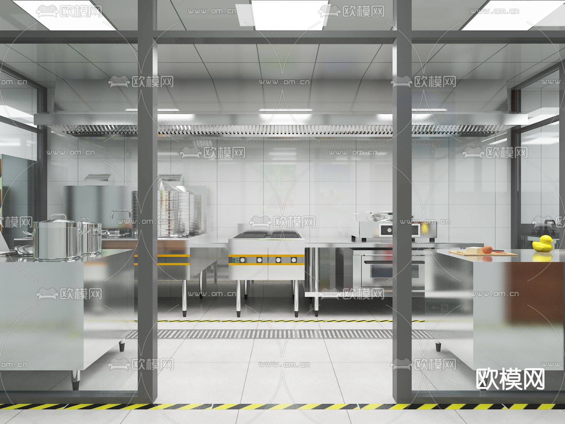 现代酒店后厨 中央厨房3d模型下载（渲染图2）