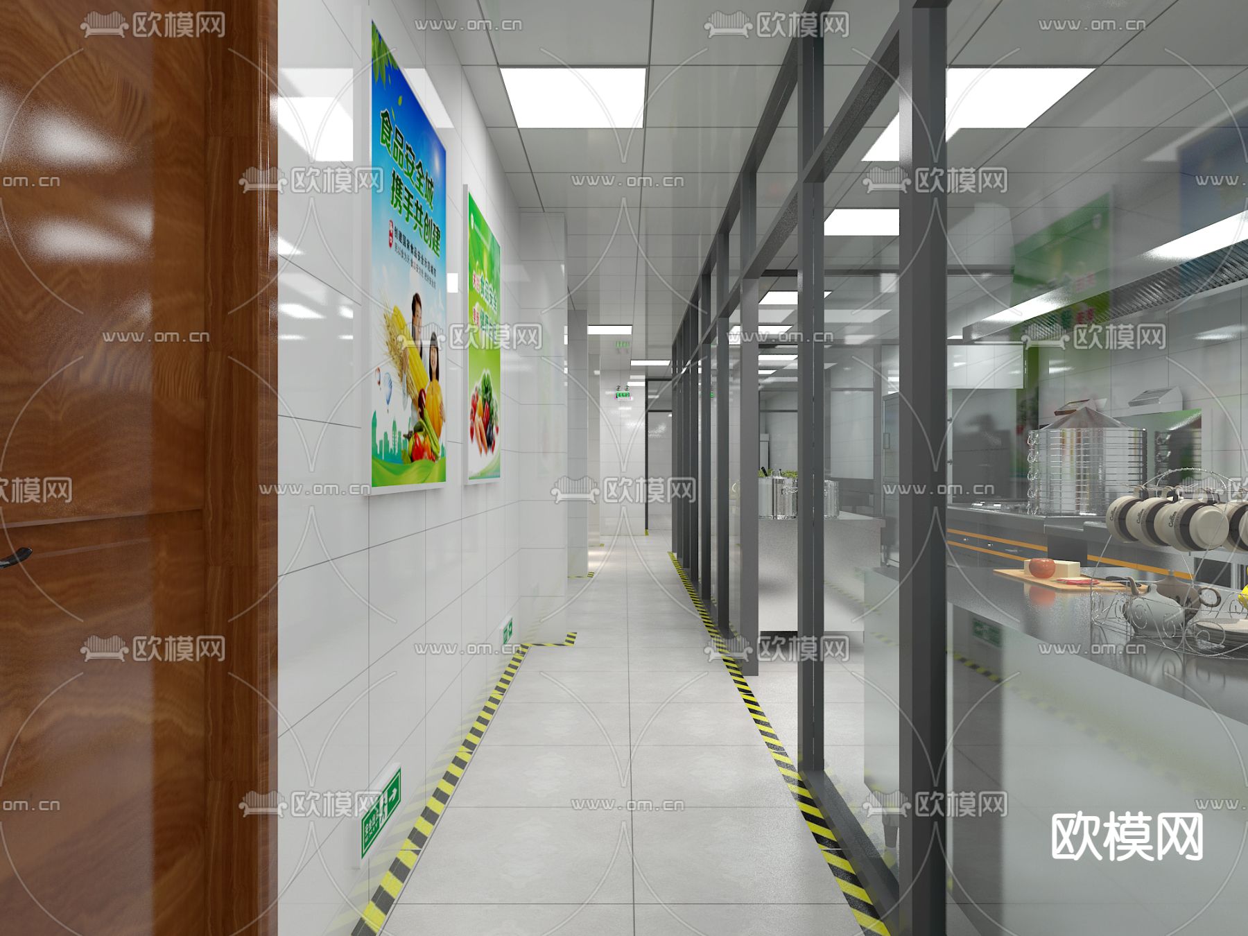 现代酒店后厨 中央厨房3d模型下载（渲染图3）