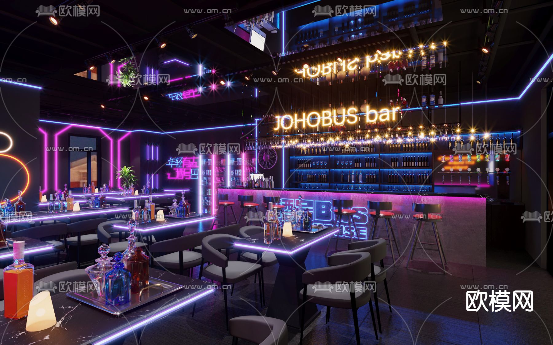 工业风酒吧 清吧3d模型下载（渲染图3）