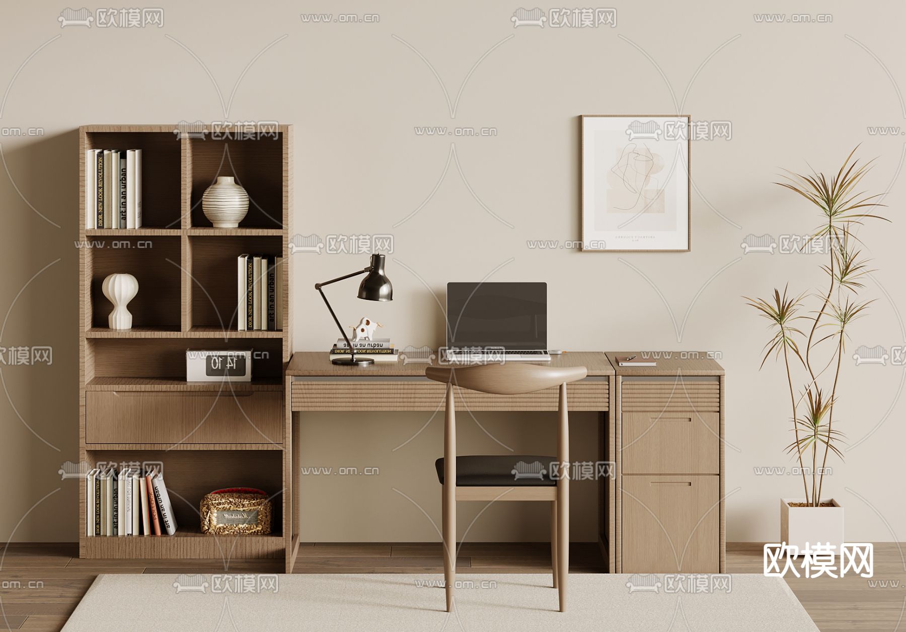 北欧书桌 写字台3d模型下载