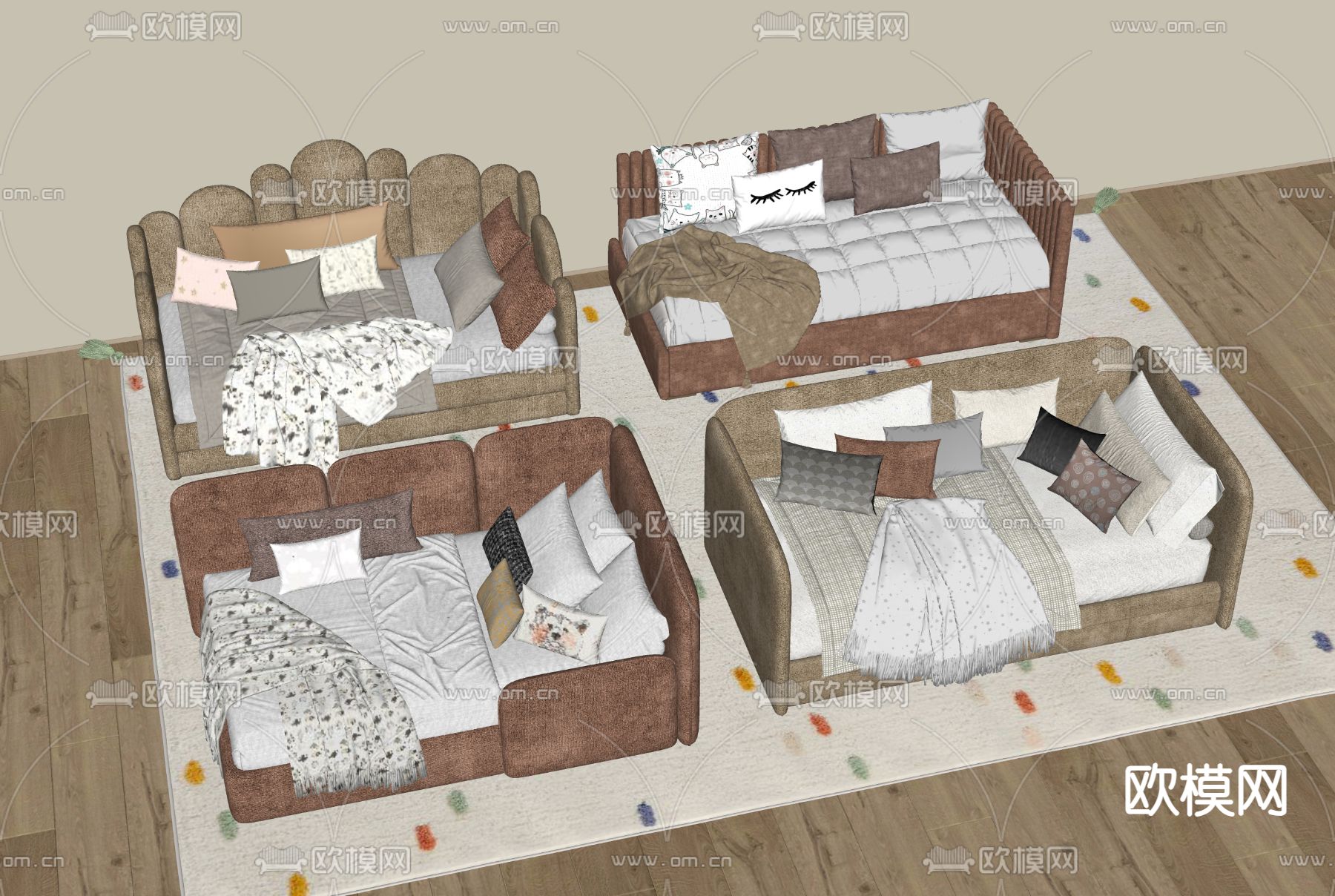 现代婴儿床su模型下载（渲染图1）