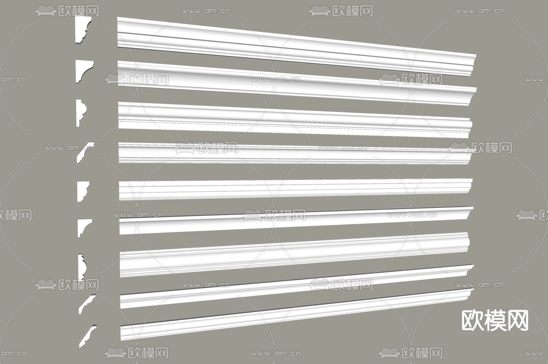 石膏线 线条 阴角线 阳角线su模型下载（渲染图1）