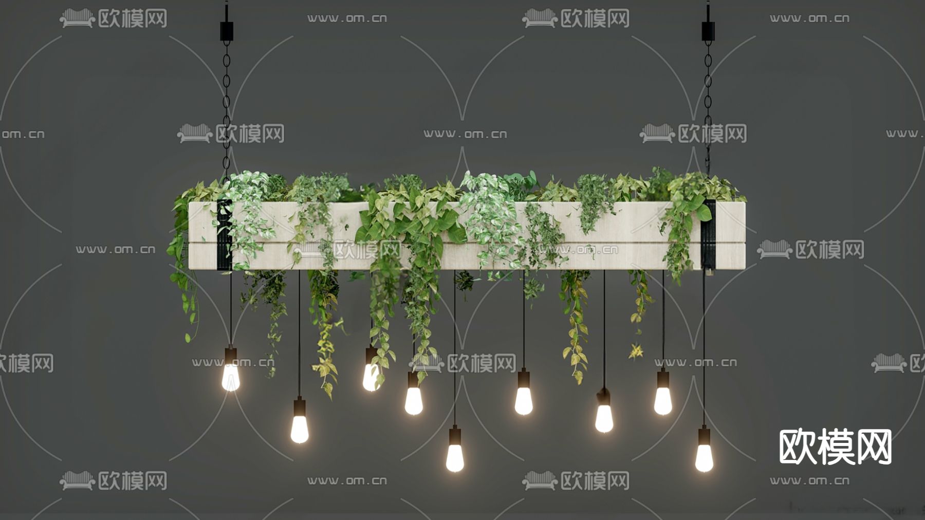 藤本植物 吊灯花架su模型下载（渲染图2）