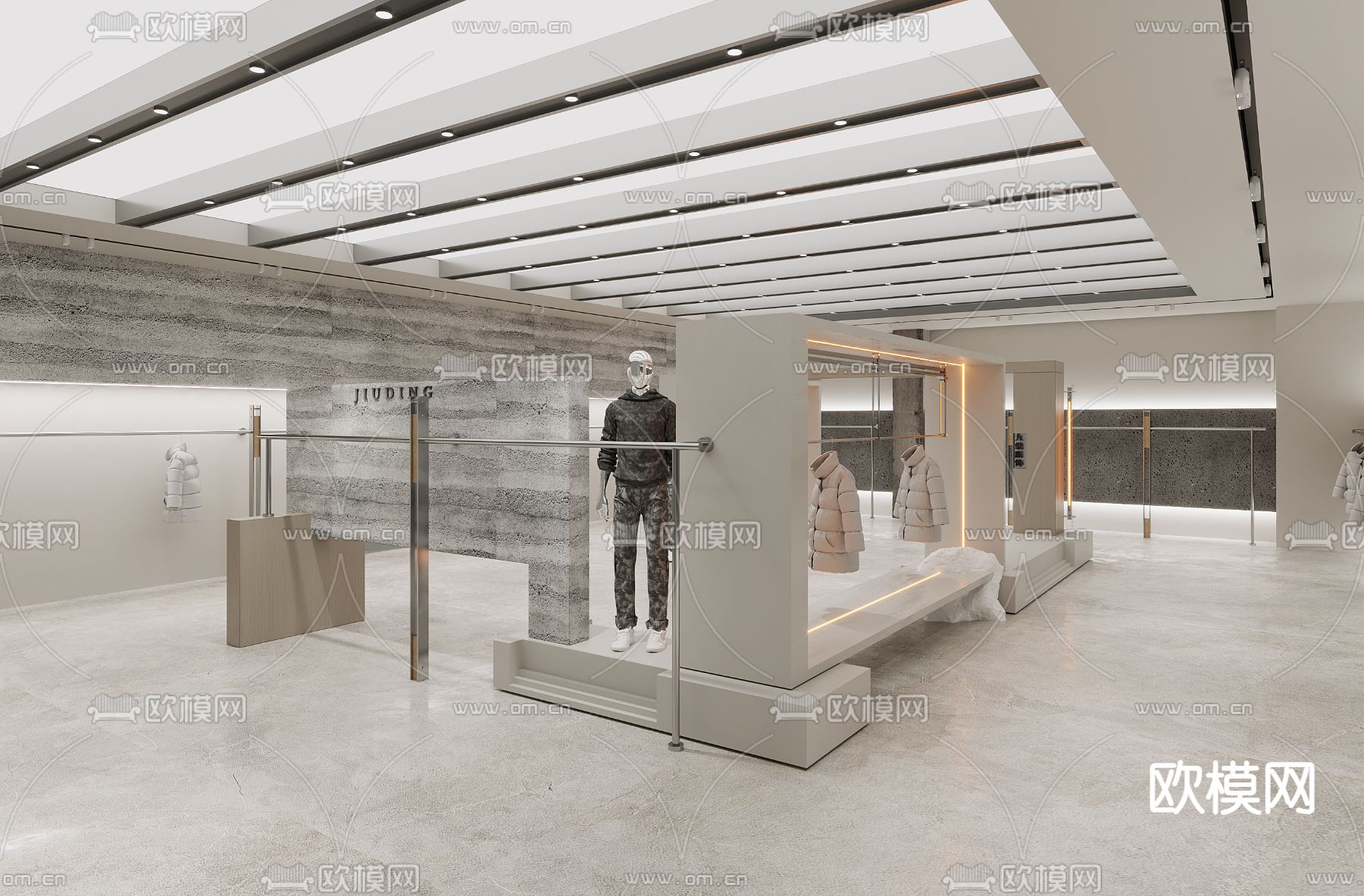 工业风 潮牌服装店3d模型下载（渲染图2）