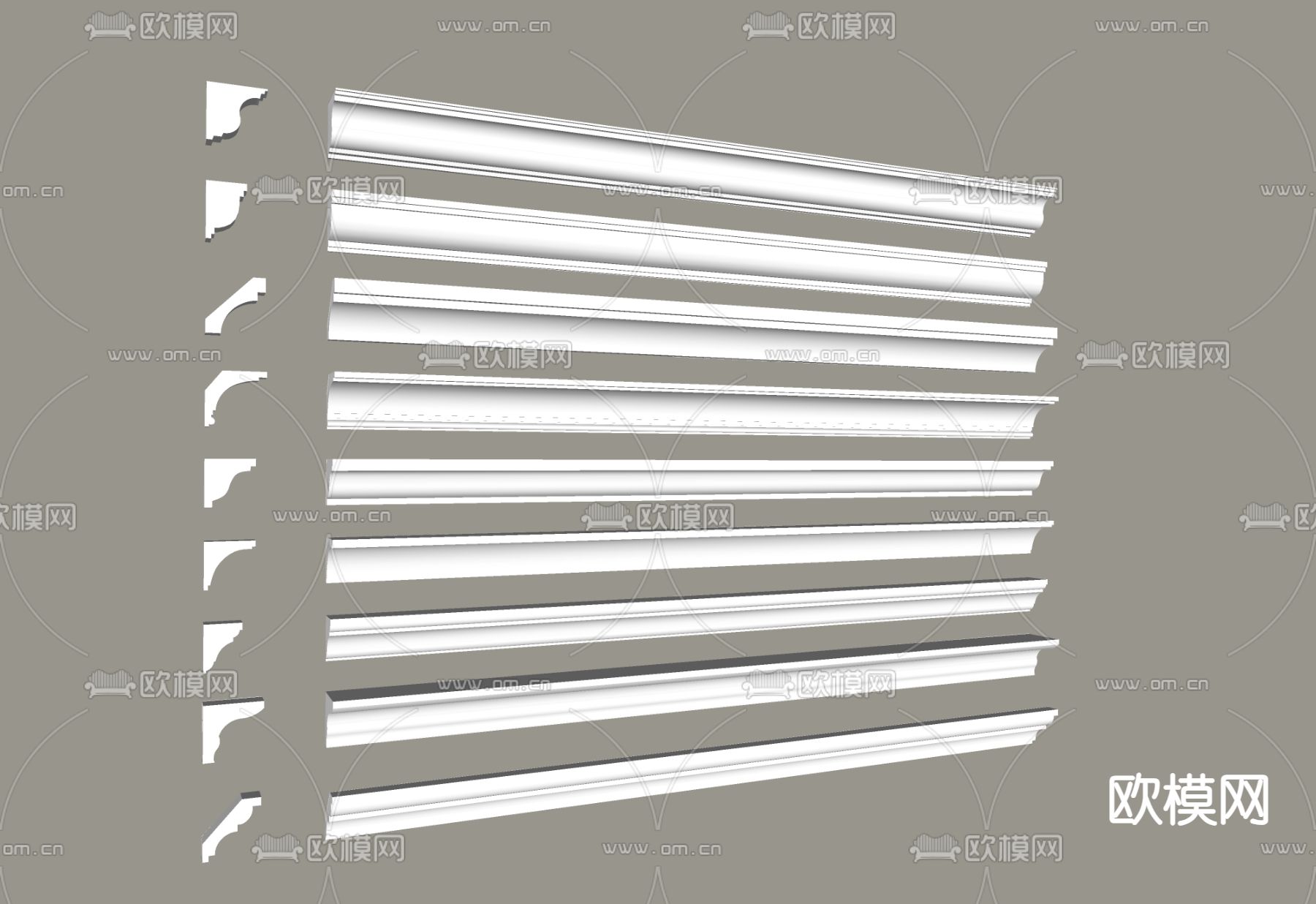 石膏线 线条 阴角线 阳角线su模型下载（渲染图1）