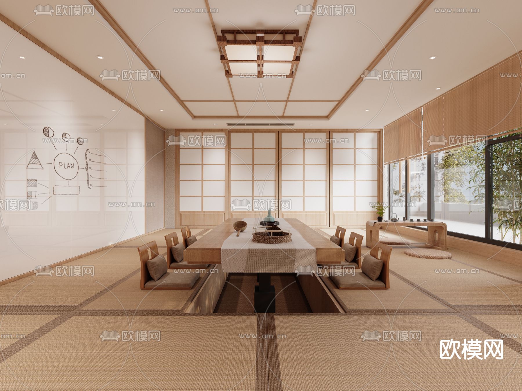 日式茶楼 榻榻米茶馆3d模型下载（渲染图2）