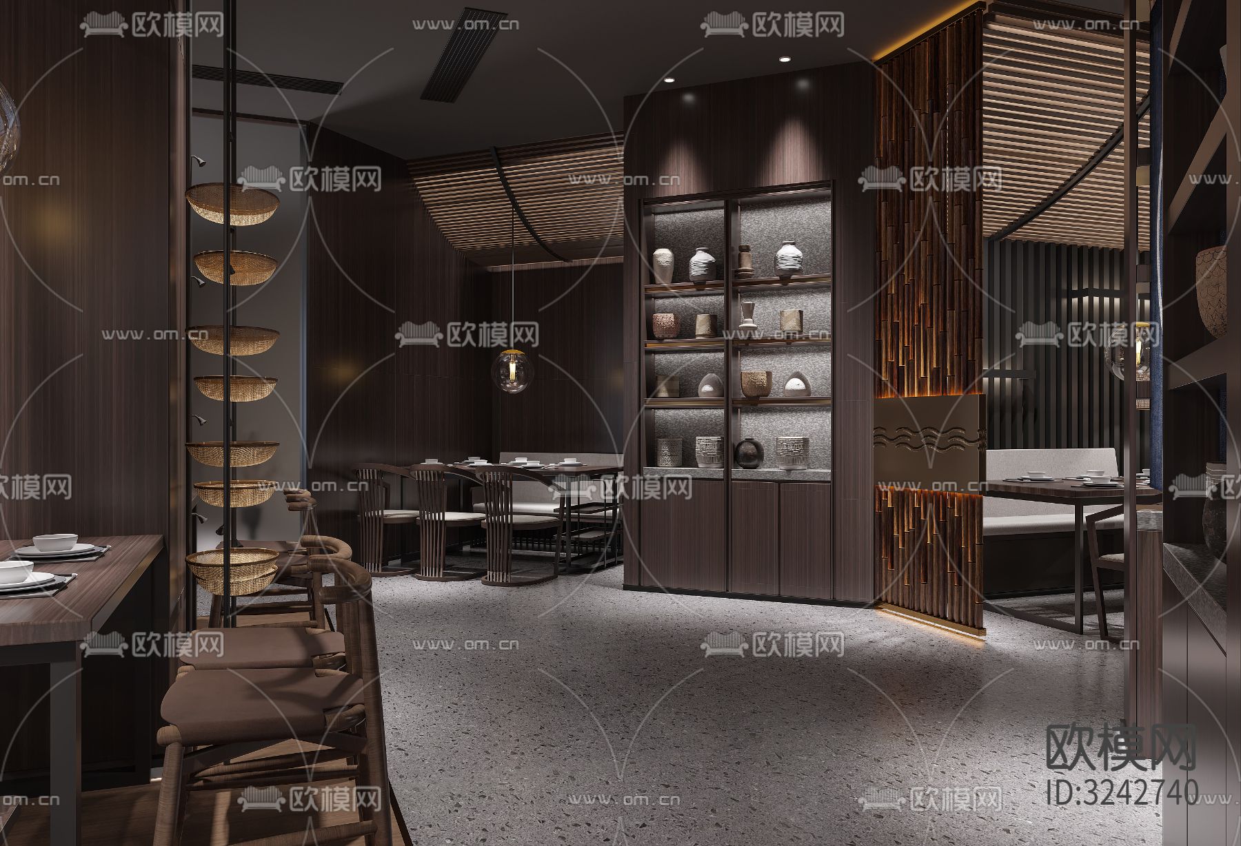 新中式中餐厅装修效果图下载（渲染图20）