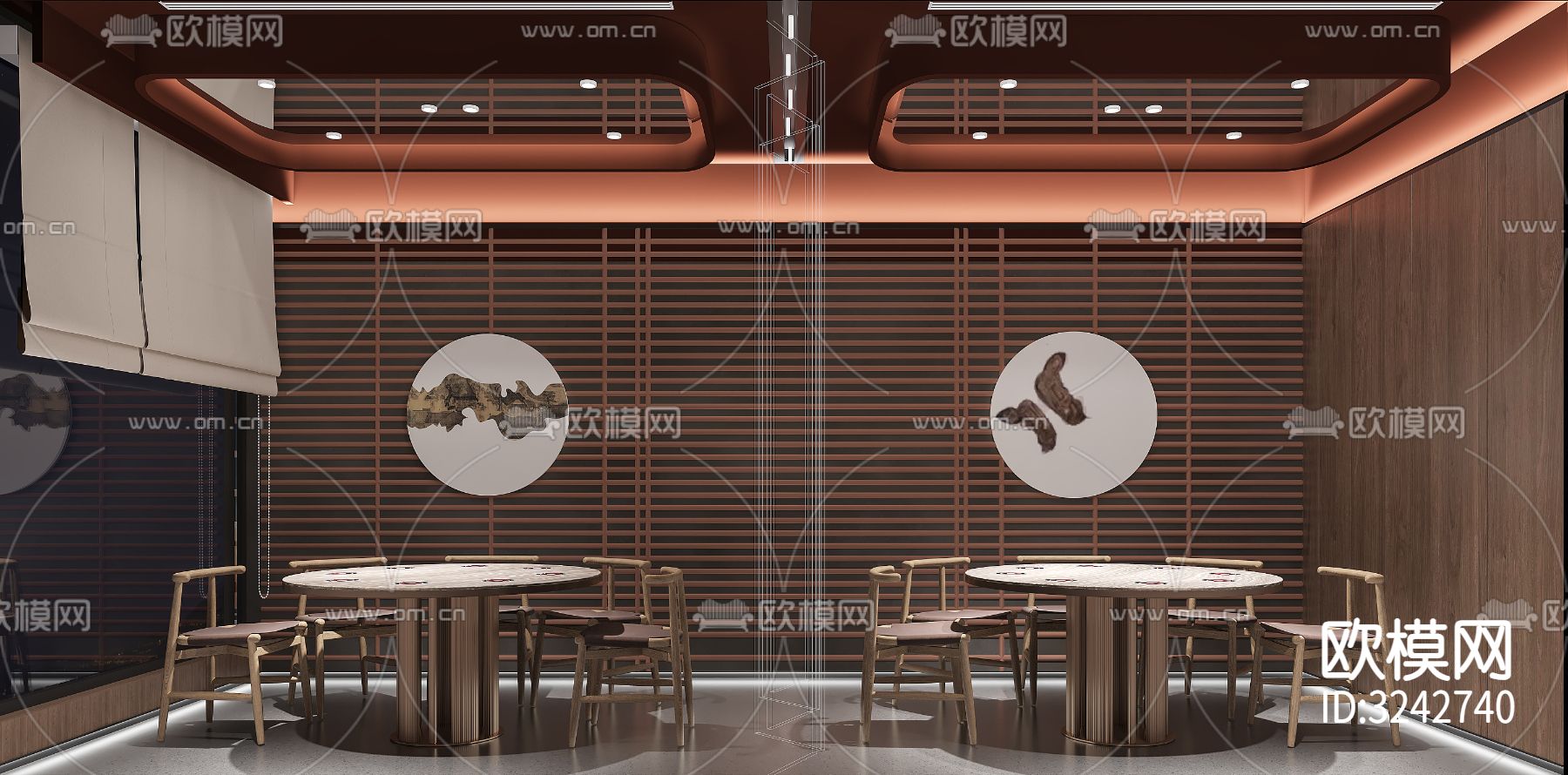 新中式中餐厅装修效果图下载（渲染图2）