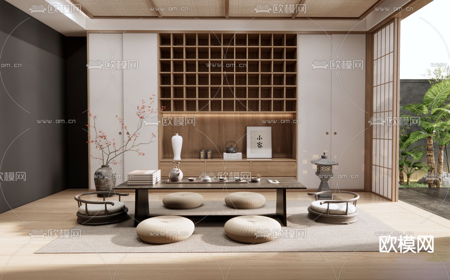 日式榻榻米茶室3d模型下载