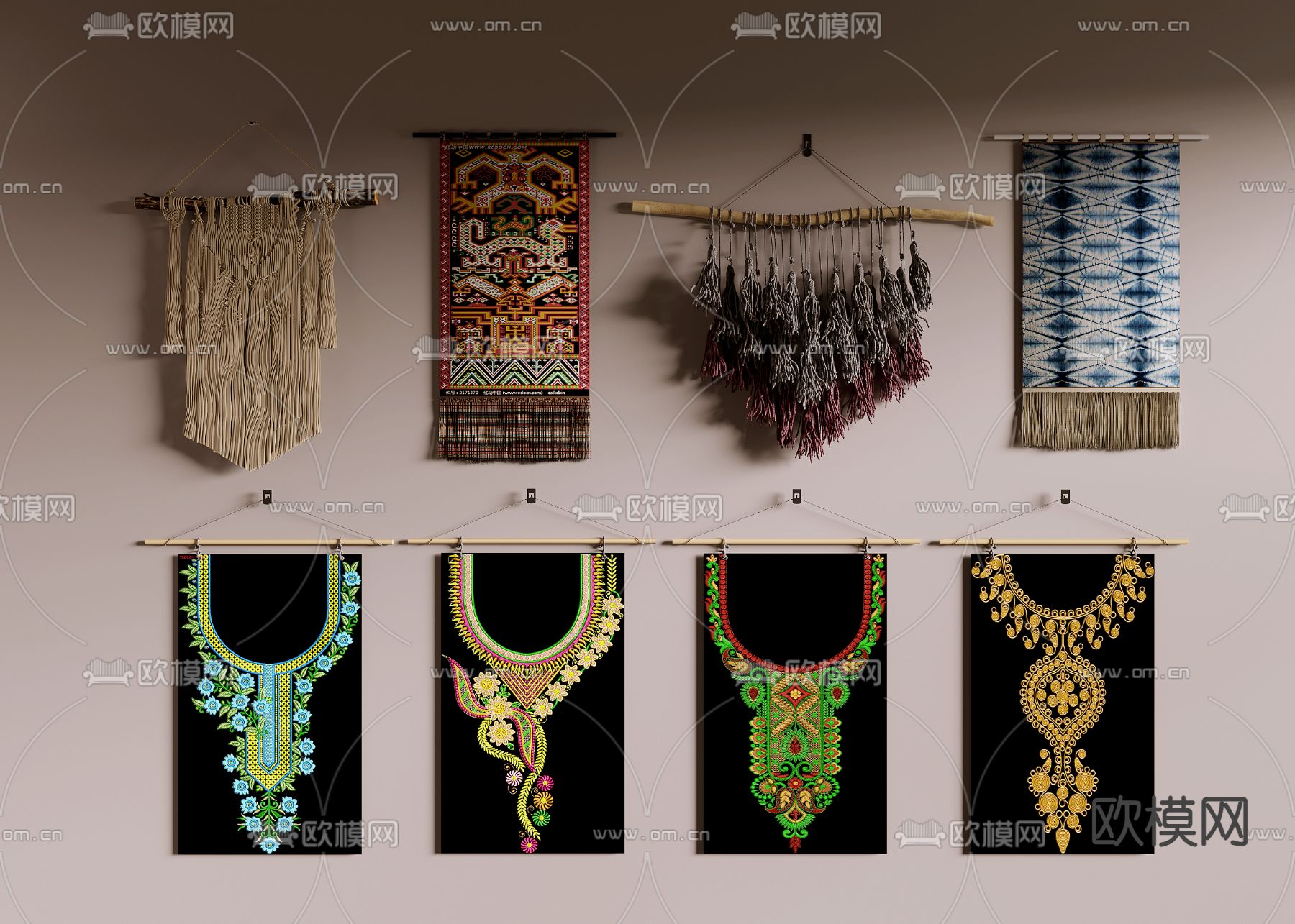 东南亚墙饰 流苏挂饰3d模型下载
