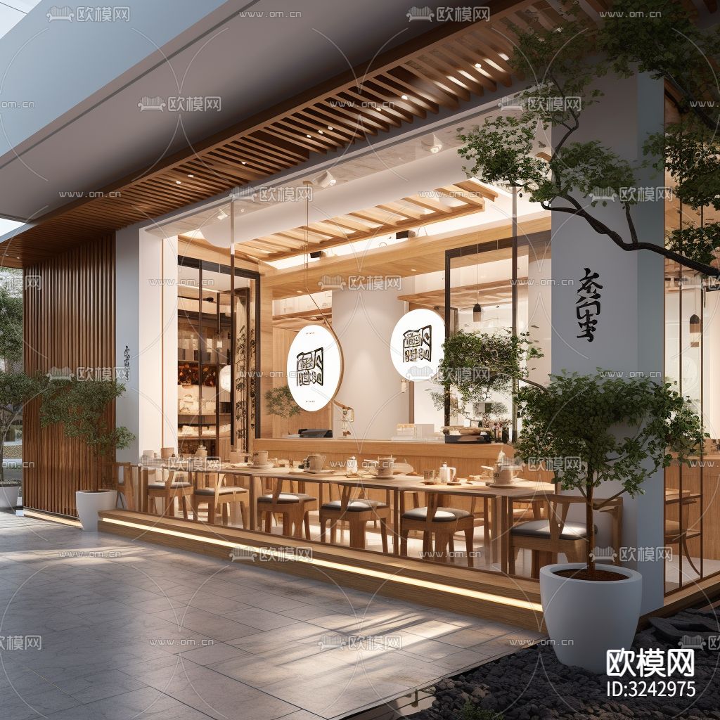 现代中餐厅装修效果图下载（渲染图6）