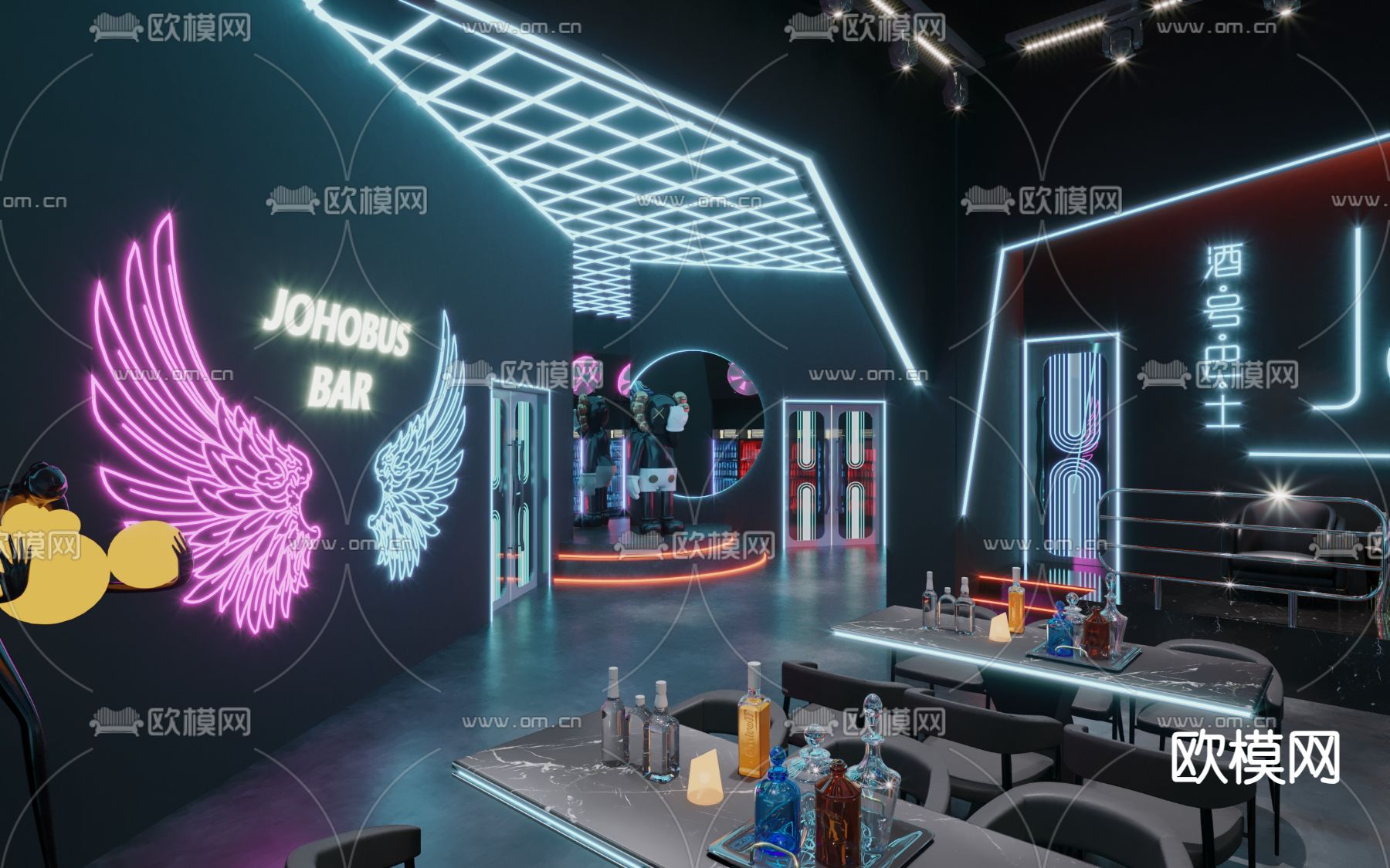 工业风酒吧  夜店3d模型下载（渲染图1）