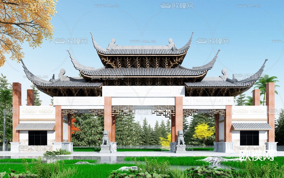 中式牌楼 牌坊3d模型下载