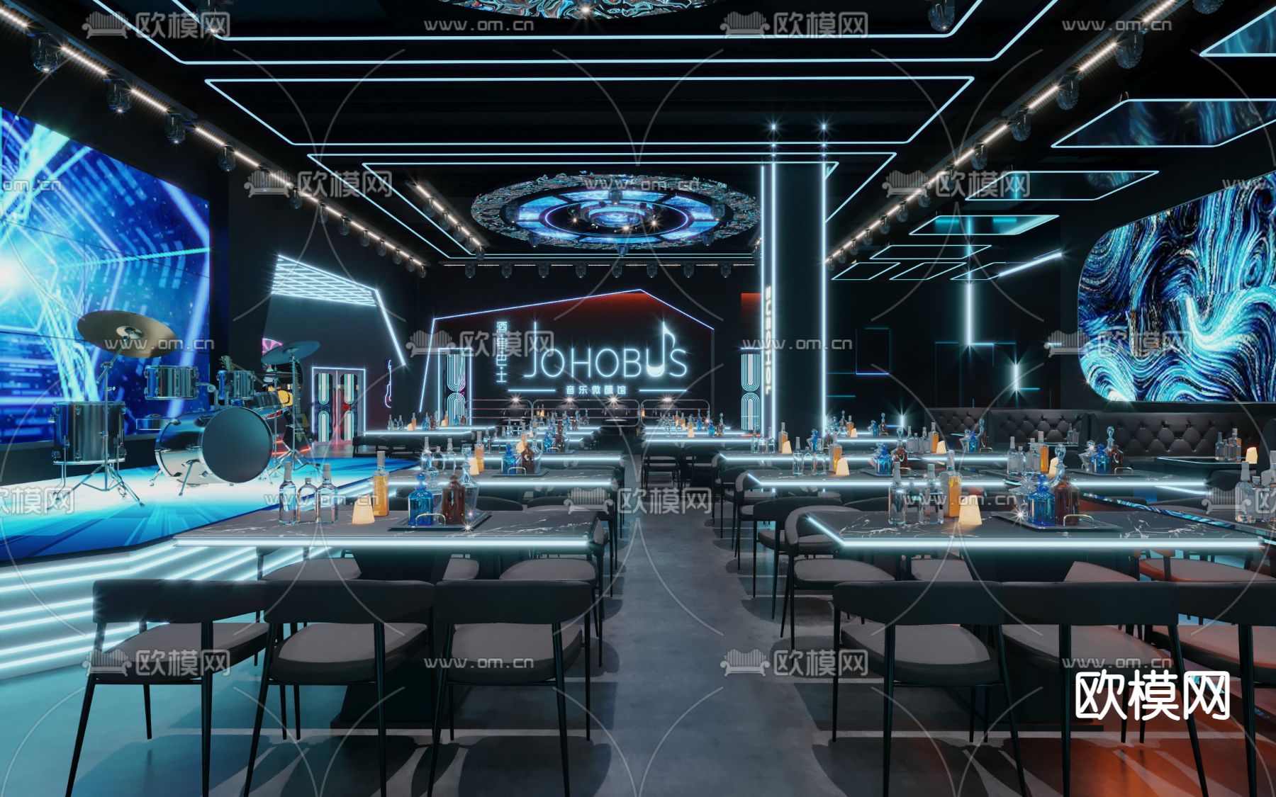 工业风酒吧  夜店3d模型下载（渲染图3）