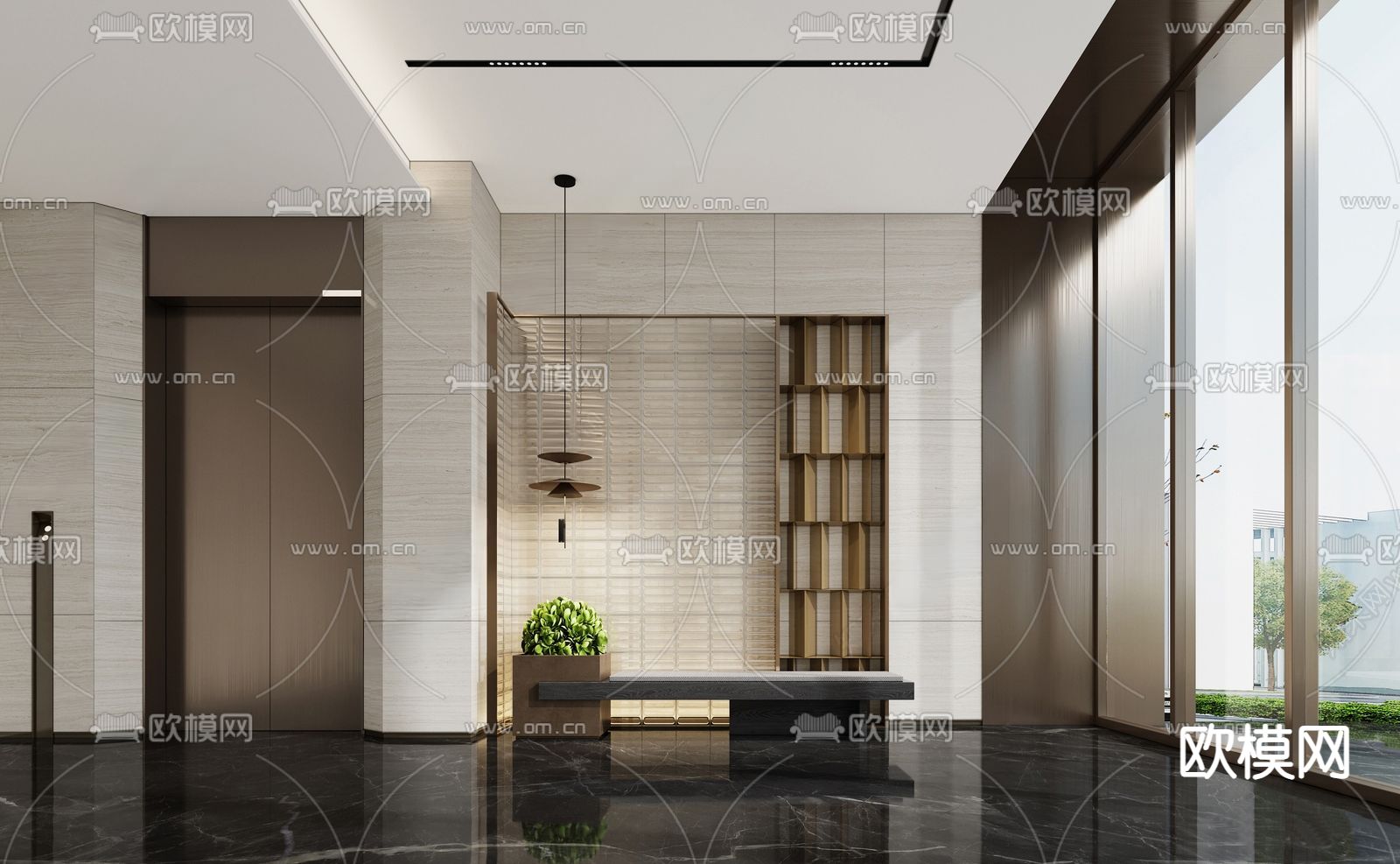 办公楼大堂 写字楼大堂3d模型下载