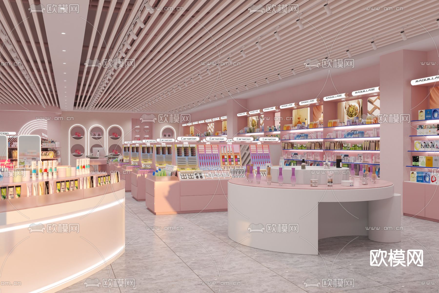 现代化妆品店 化妆品专卖店3d模型下载（渲染图2）