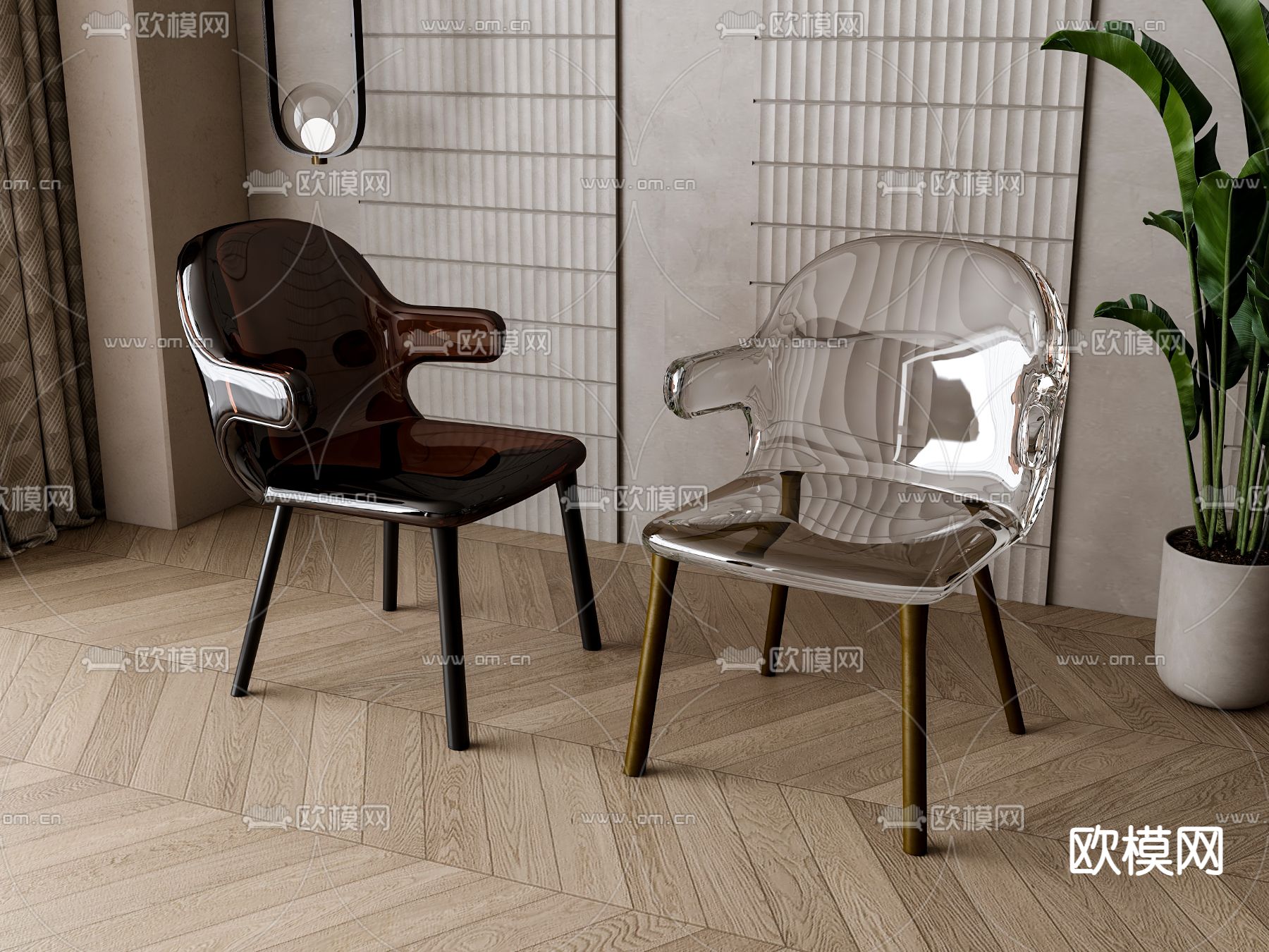 现代亚克力餐椅 单椅3d模型下载